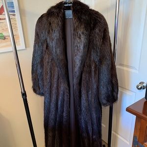 BEAVER Full Length Fur Coat - Ladies Size L